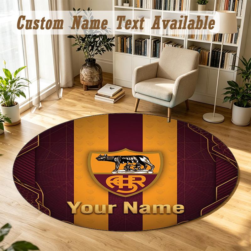 Round Rug Custom NameAS Roma Pattern Non Slip Carpet Home Floor Decor