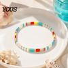 Zierlicher Perlen Schmuck für den Sommer Flache Perlen Stretch Armbänder Damen, Bohmische Freundschaftsarmbänder, Einfaches Schichtarmband Set Boho Stil Gestapelt
