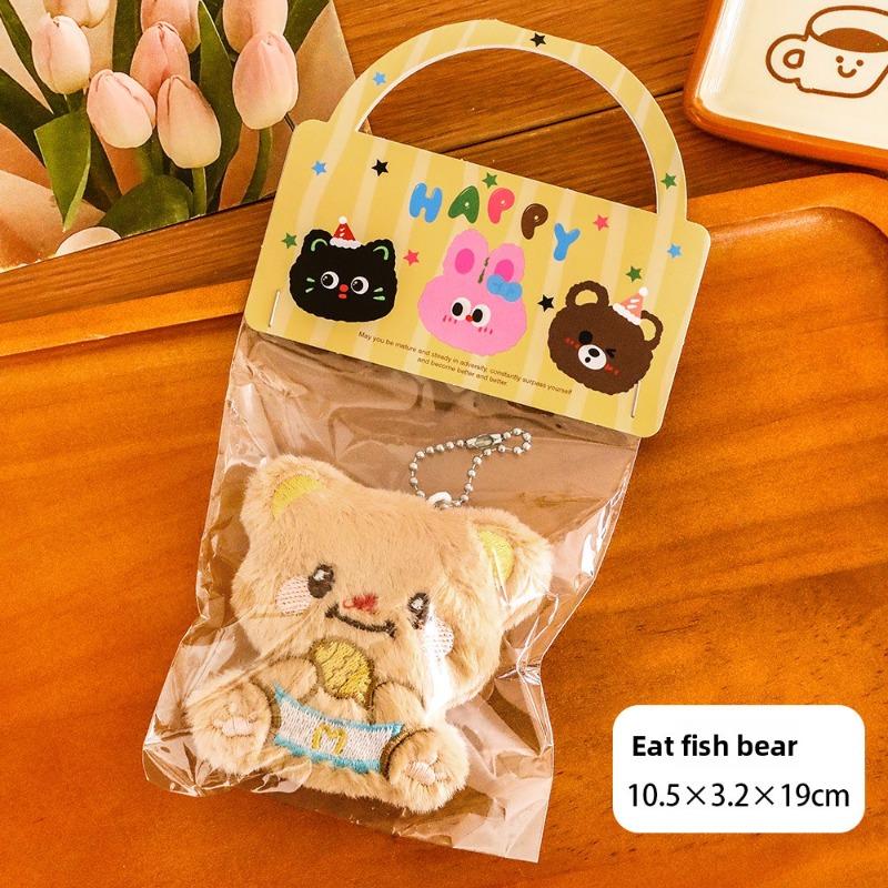 Cute Milk-yellow Bear Keychain, Student Cartoon Plush Toy, Small Pendant, Stress-relieving Squeaking Doll Pendant