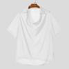 INCERUN Summer Men Swing Collar Short Sleeve Mesh See Through Hollow T-shirts Tops