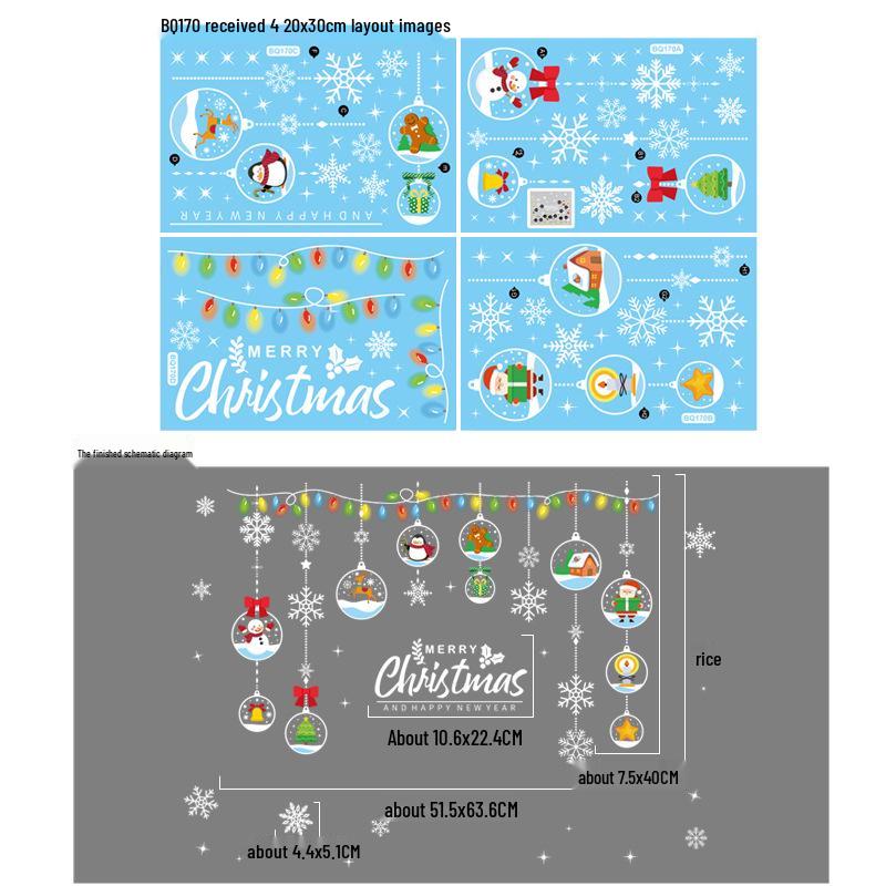 

Наклейки на окна «Санта-Клаус и снежинки» - Рождественские наклейки на стекло