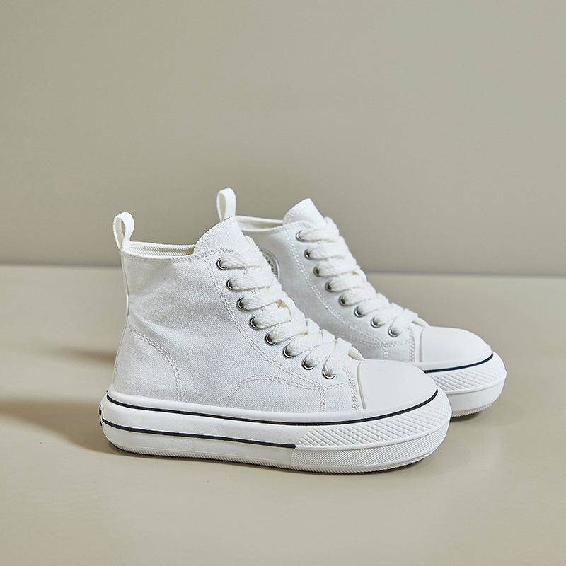 Plátěné tenisky na platformě pro ženy Šněrovací běžecká vycházková obuv Tenisky Ležérní Prodyšné tenisky Nazouváky Lehké vysoké plátěné boty