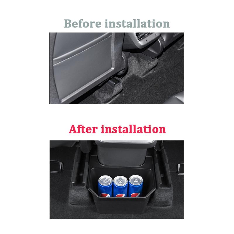 For Tesla Model Y -2024 Rear Seat Storage Box Organizer Center Console B Backseat Trash Can Garbage Bag Under Seat Tray