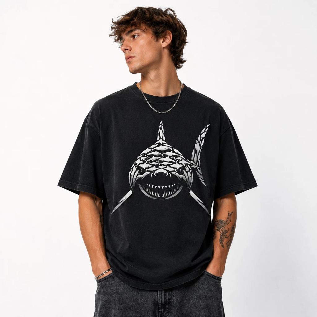 Shark Graphic T-Shirt Fierce Predator Ocean Design Unisex Casual Tee