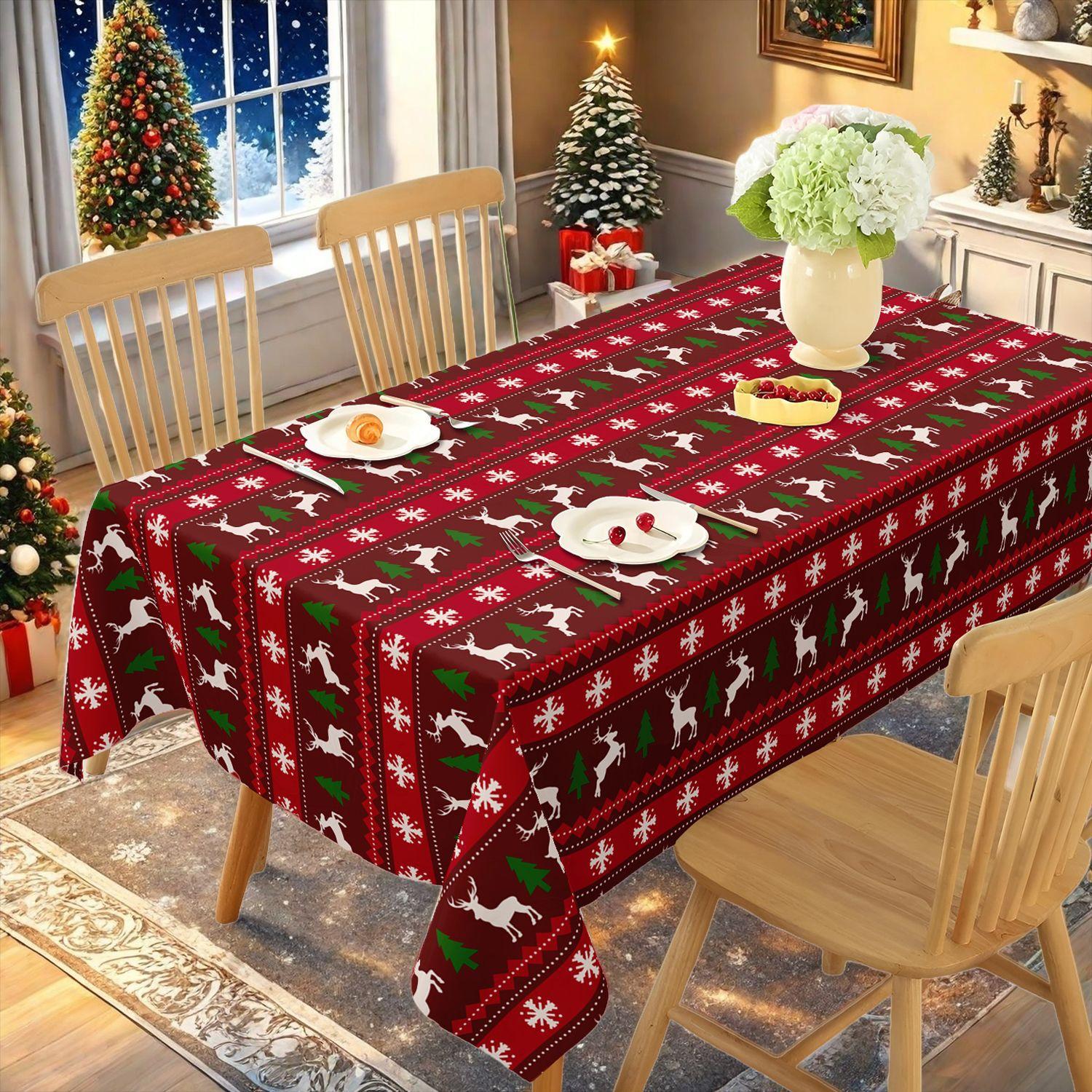 

Plaid Tablecloth Christmas Red Green Rectangle Party Table Cloth Vintage Dining Table Cover for Home Living Room Xmas Decoration Round 152x152cm