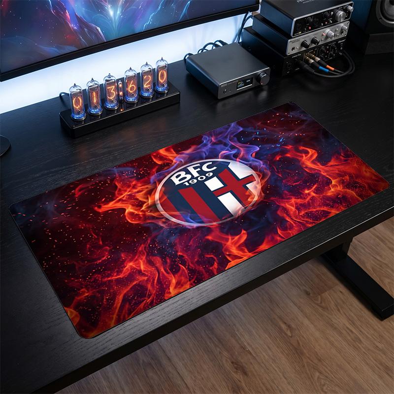 Bologna FC Theme Pattern Mouse Pad, Soccer Logo Design XXL Gaming Desk Mat Non-Slip Computer Mouse Pad