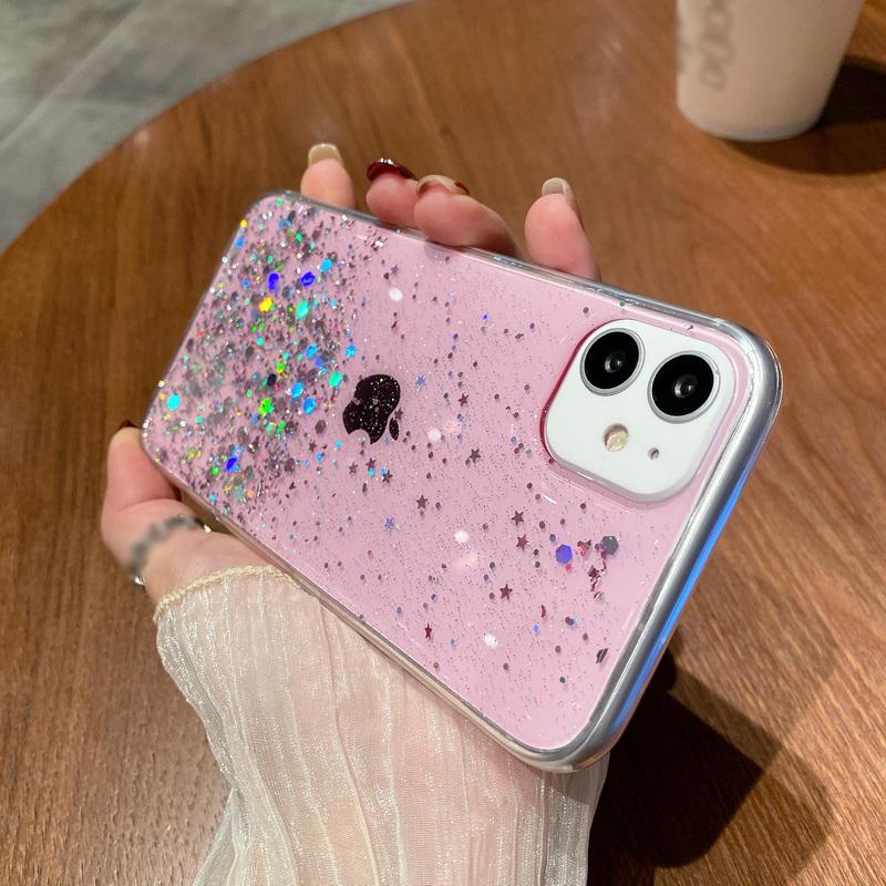 

Мягкий силиконовый чехол для телефона с милой девушкой и блестящими звездами для iphone 14 15 Pro Max Plus для Samsung S24 A05 A05S A15 A55 для Redmi 12 12C 13C POCO C65 RedMi Note 12 Pro+ 5G розовый