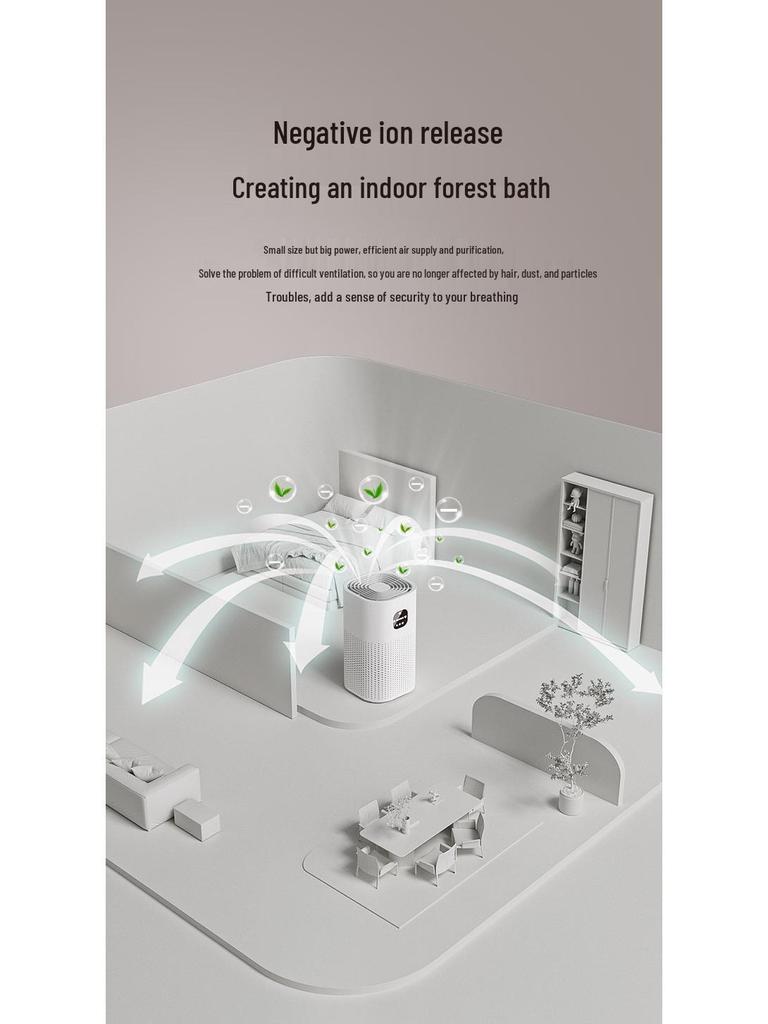 Cross-border Negative Ion Smart Air Purifier with Display - Removes Dust, Hair & Smoke