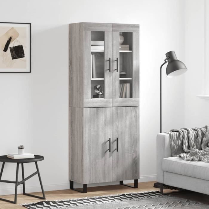 VidaXL Buffet haut Sonoma gris 69,5x34x180 cm Bois d'ingénierie 3198239