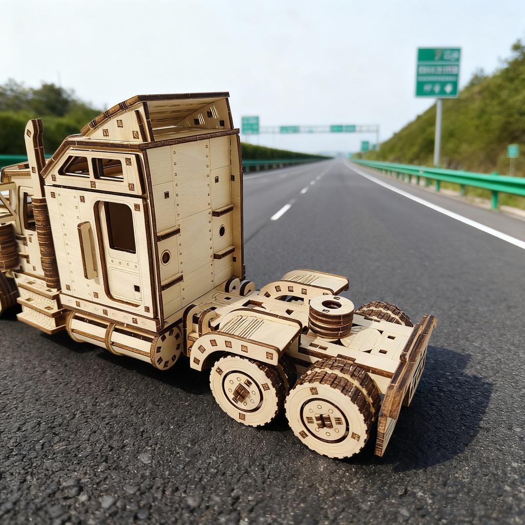 DIY American Truck, 3D Wooden Puzzle Craft Kit, Handmade Model Kit, Hands-On Activity Table Decoration, Birthday or Christmas Gi
