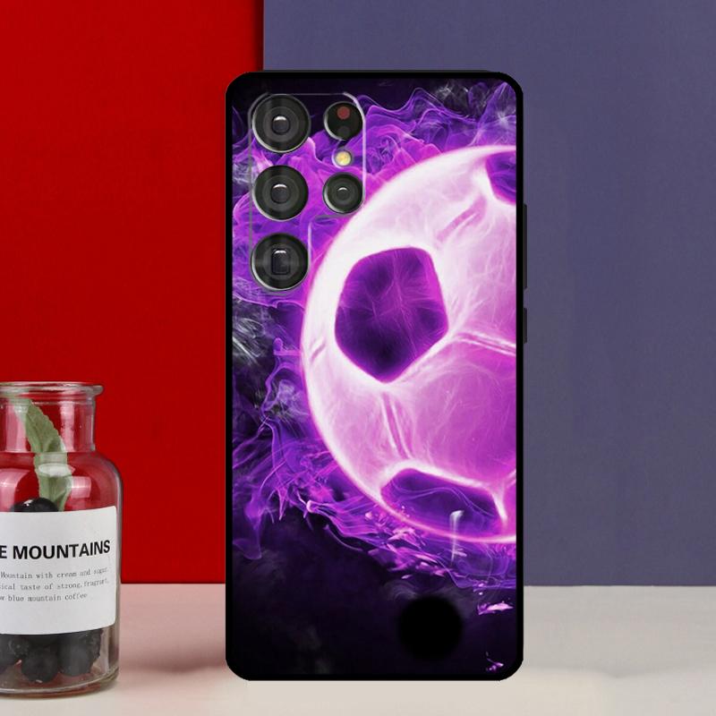 Fire Football Soccer Ball Funda Case For Samsung Galaxy S25 Ultra S9 S10 S20 S21 FE S22 S23 Plus S24 Ultra Phone Cover