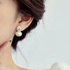 Rhombus Zircon Pearl Stud Earrings High-End Sense Niche Fashion Light Luxury Temperament Earrings Women'S Earrings