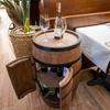 LED Wine Rack - Creative Cooper - Wooden Barrel with Doors, Alcohol Bottle Storage Furniture, 80x50 Cm, Wenge