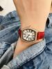 Barrel-Shaped Simple Watch Women'S Fashion Diamond-Encrusted Roman Face Leather Waterproof Women'S Watch