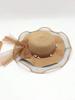 Womens Summer Wide Brim Sun Hat With Wave Mesh And Bow For Beach Travel Sun Protection