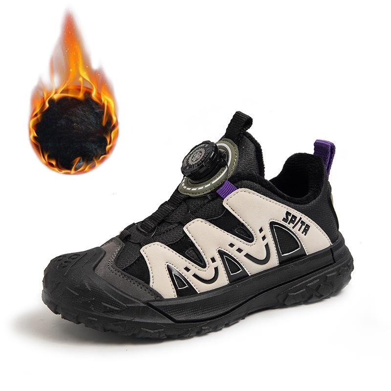 Primary and secondary school students daily outdoor sports shoes fashionable personality boys and girls fleece warm running shoes comfortable casua