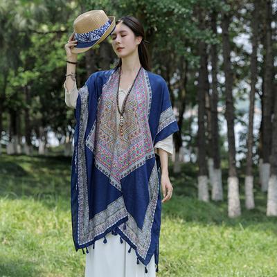 Summer Scarf Personalized Printing Cotton And Linen Shawl Ethnic Style Clothes Scarf Travel Cape