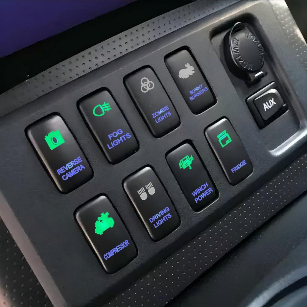 12V Winch Power Green Blue Button Switch Car LED Light Bar Compressor Aux ON OFF For Toyota Tacoma FJ Cruiser Highlande Hilux