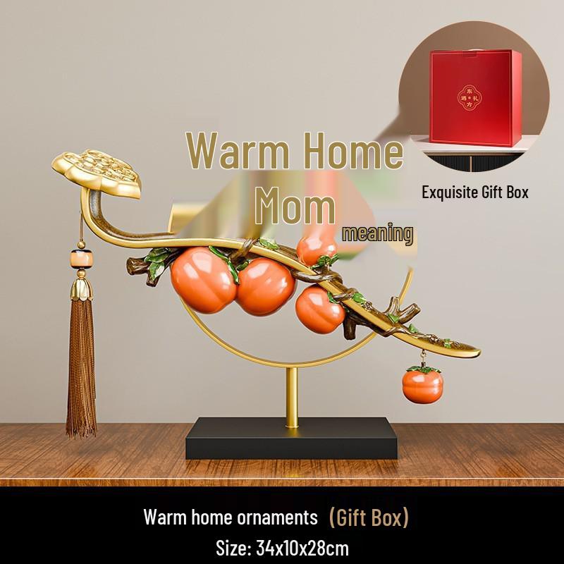 Luxury Ruyi Chinese Persimmon Ornament - Premium Living Room & Entryway Decoration, Perfect for Housewarming & Annual Gift Celebrations.