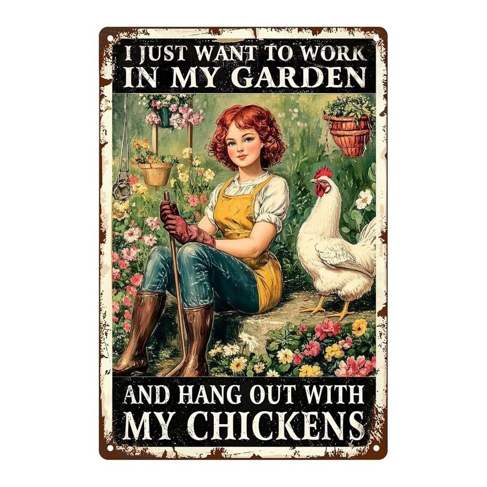Metal Material Chicken Coop Signs 20 * 30cm Rustic Chicken Coop Accessories Vintage Funny Style Funny Chicken Signs