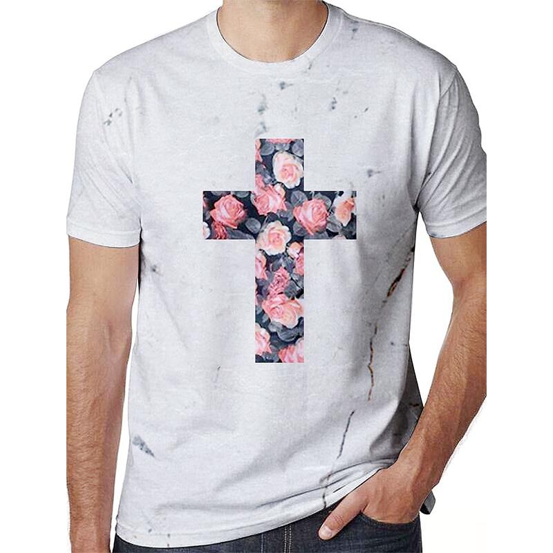 New Summer Men's Fashion T-shirt Personality Ling-shaped Red A Printed Men's T-shirt Top