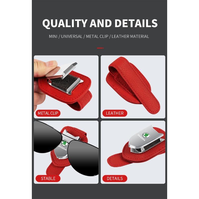 Auto Sun Visor Glasses Box Sunglasses Clip Card Ticket Holder Stand For Skoda Octavia Superb Rapid Kodiaq Karoq Fabia Kamiq Roomster Citigo