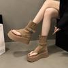 Thick-soled Roman cool boots summer new small toe high-top sandals heightening muffin short boots
