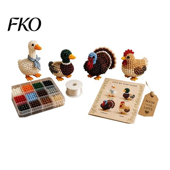 Progetto Creativo con Perline Kit Piccolo Animale 3D con Perline, Kit Fai-da-Te Carino con Perline Colorate e Istruzioni Dettagliate, 4 Modelli