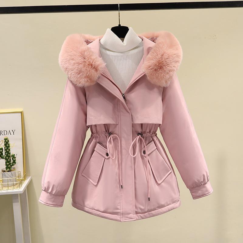 Pie Overcome Women's New Cotton-padded Clothes Loose and Thickened Cotton-padded Jackets Winter Big Fur Collar Short Cotton-padded Jackets