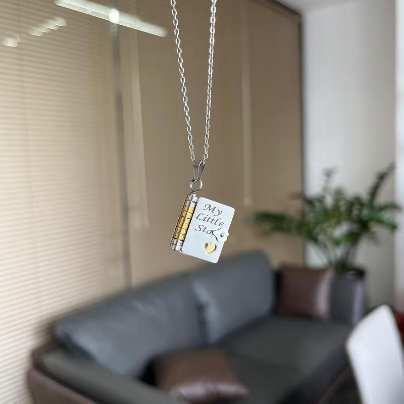 Book Necklace Woman - Stainless Steel Couple Necklace - Openable Pendant Titanium Love Letter Necklace