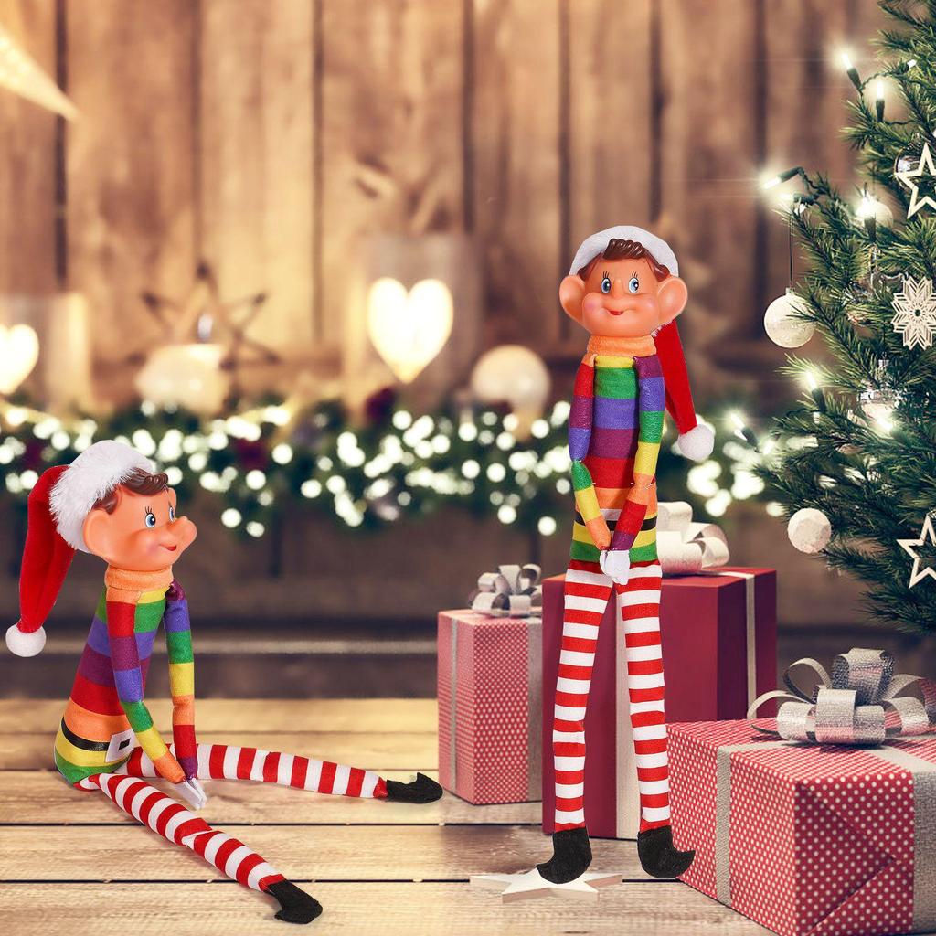 Christmas Elf Doll with Long Nose and Legs - Bookshelf Ornament Decoration