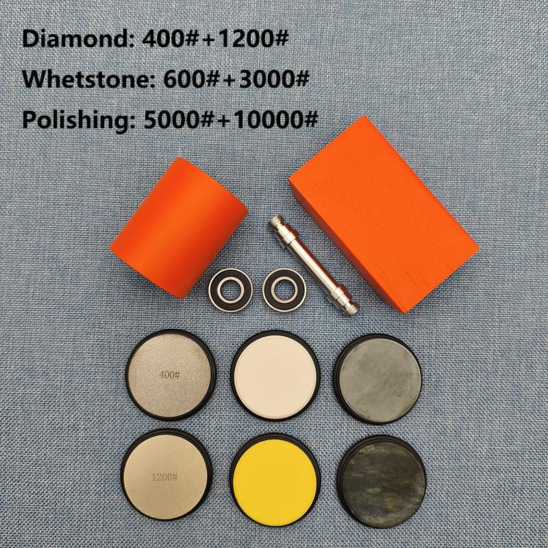 Rolling Blade Sharpener Set Diamond Grinding Disc Jade Fine Sharpening 15/20° Two Angles Non-slip Base Kitchen Sharpening System