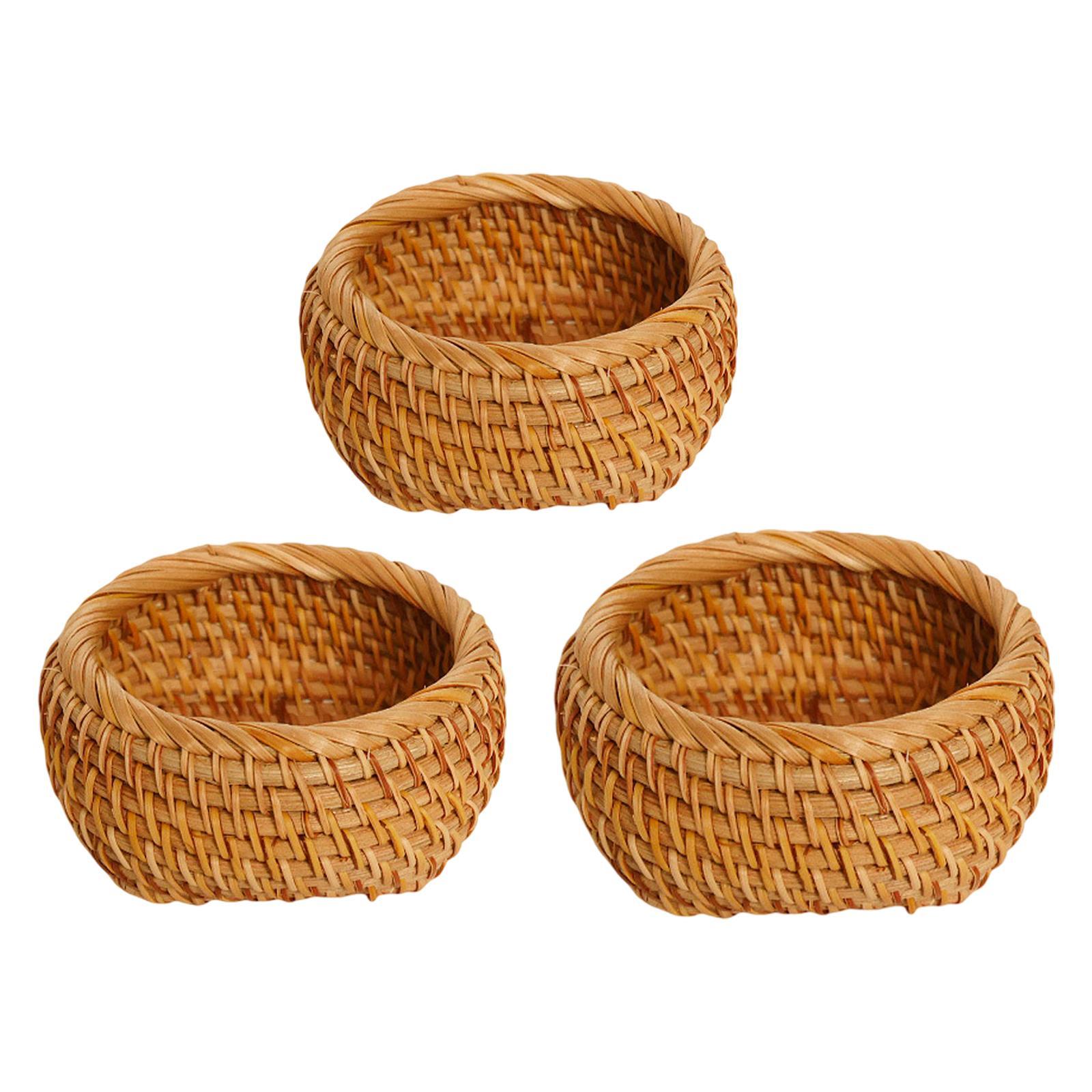 

Woven Fruit Basket Decor Holder Storage Basket for Picnics Living Room Table 10cmx10cmx6cm