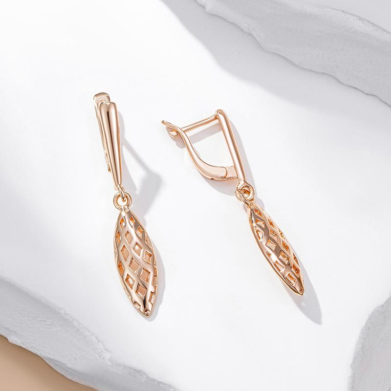 Simple Glossy Dangle Earrings For Women Fashion  Rose Gold Color Accessories High Quality Daily Fine Jewelry