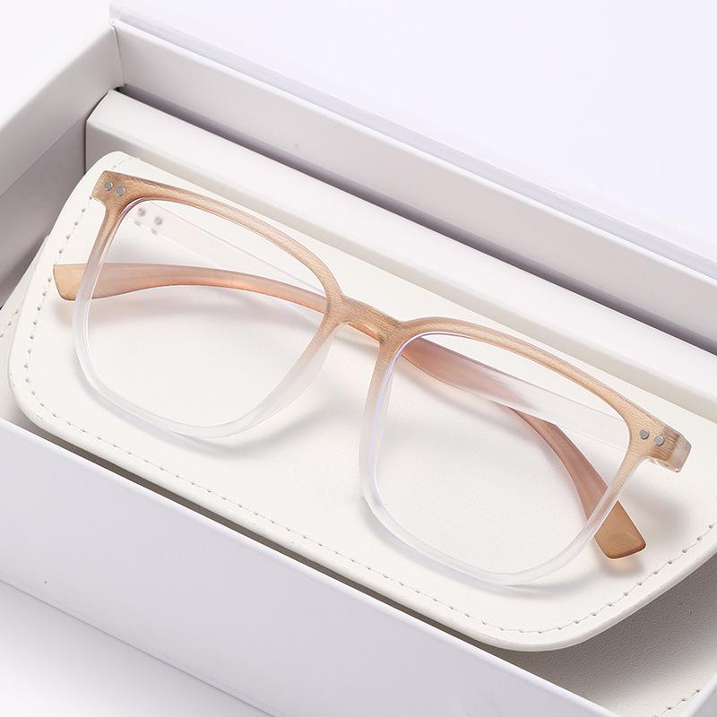 Classic Retro Large Square Frame Myopia Glasses Wood Grain Anti-blue Light Short Sight Glasses Trendy Minus Diopter Eyeglasses
