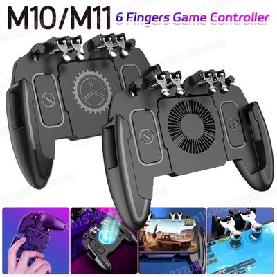 M10 M11 6 parmak oyun kolu cep telefonu atış oyun düğmesi tetikleyici oyun kolu PUBG için oyun kumandası soğutma fanlı joystick