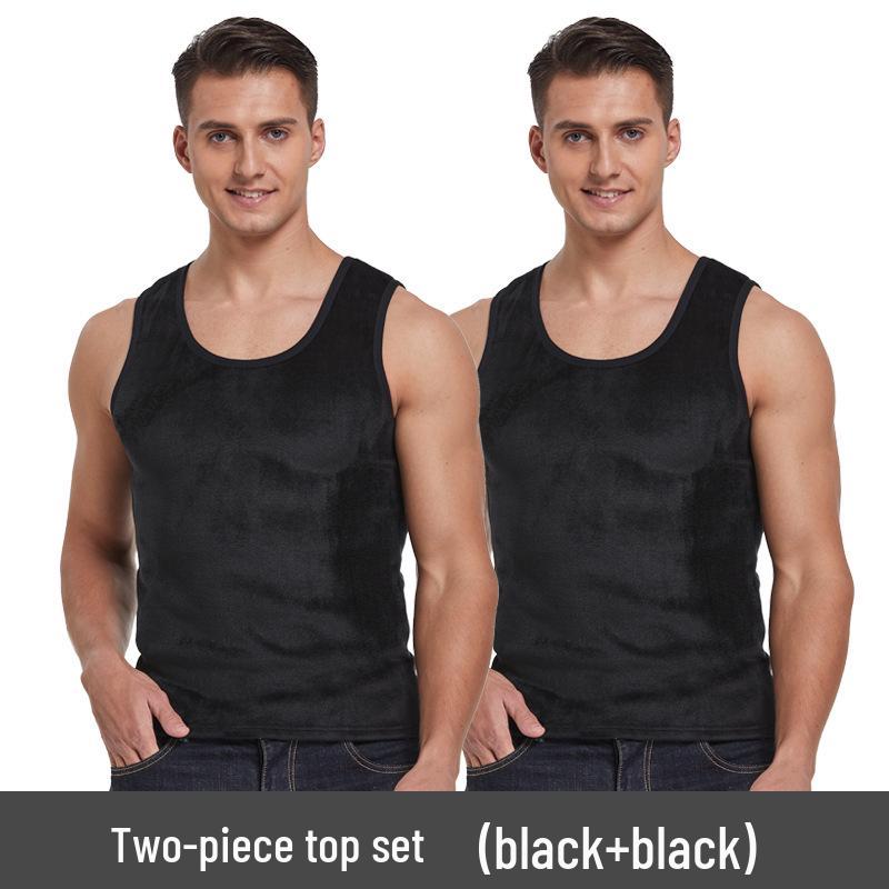 Men's Winter Double-Sided Golden Velvet Vest with Fleece, Thickened for Warmth; Round Neck Waistcoat & Base Layer for Cold Protection