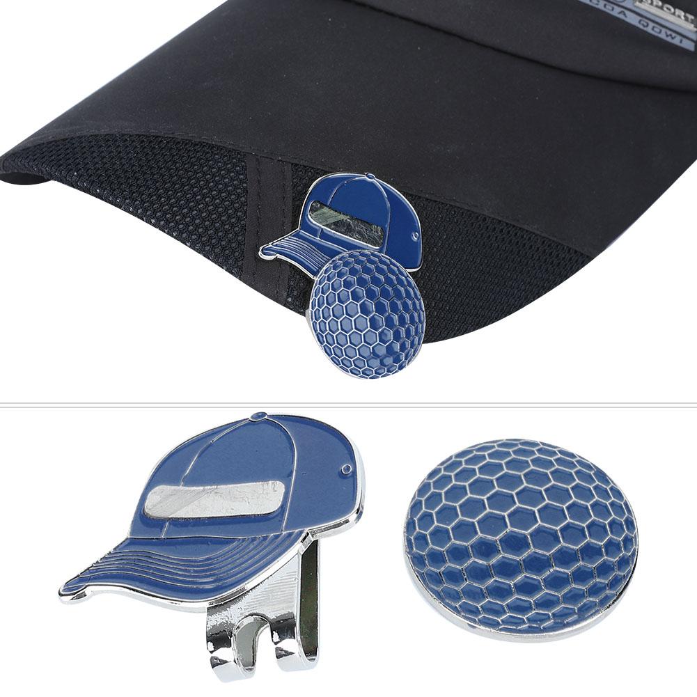 Durable Outdoor Metal Magnetic Golf Ball Mark with Hat Clip Golfer Accessory(blue Hat)