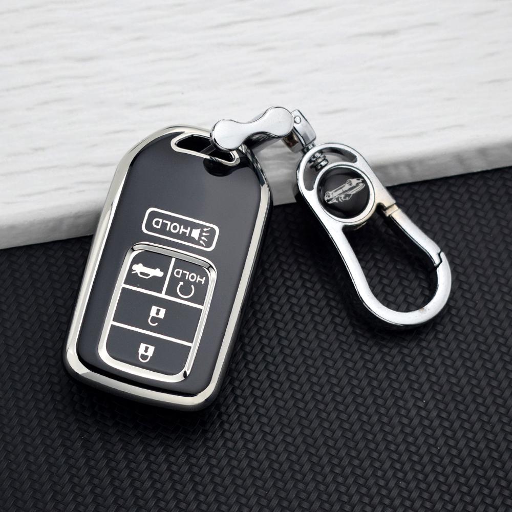 5/6 Buttons TPU Car Key Case Cover for Honda Civic Accord CRV Pilot Odyssey Ridgeline Passport Soft Key Bag Protector Keychain