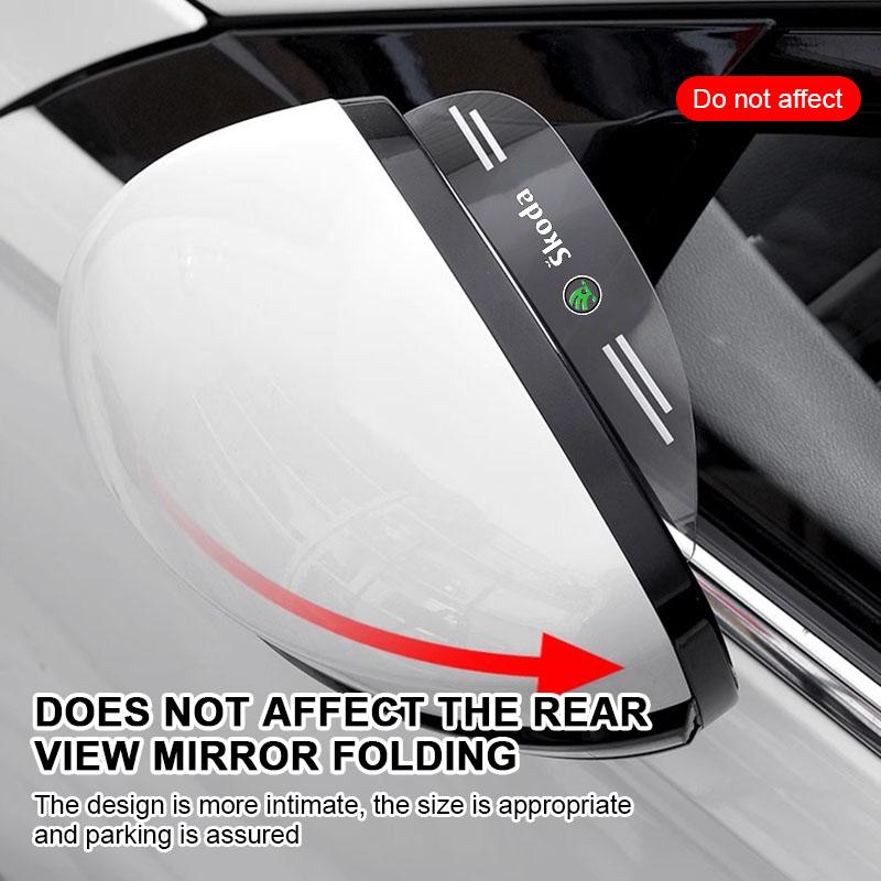2Pcs Car Rear View Mirror Sticker Rain Eyebrow Auto Side Mirror RainProof Cover For Skoda Octavia Superb Rapid Kodiaq Karoq Fabia Kamiq Roomster