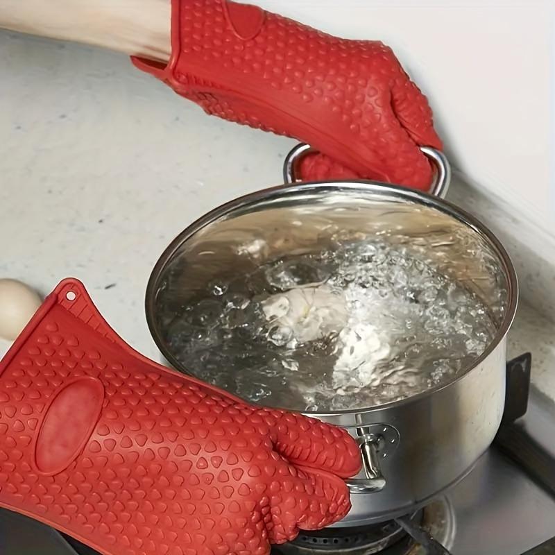 1 para żaroodpornych rękawic kuchennych, antypoślizgowe, wodoodporne silikonowe rękawice do piekarnika do gotowania, pieczenia, grillowania, mycia naczyń