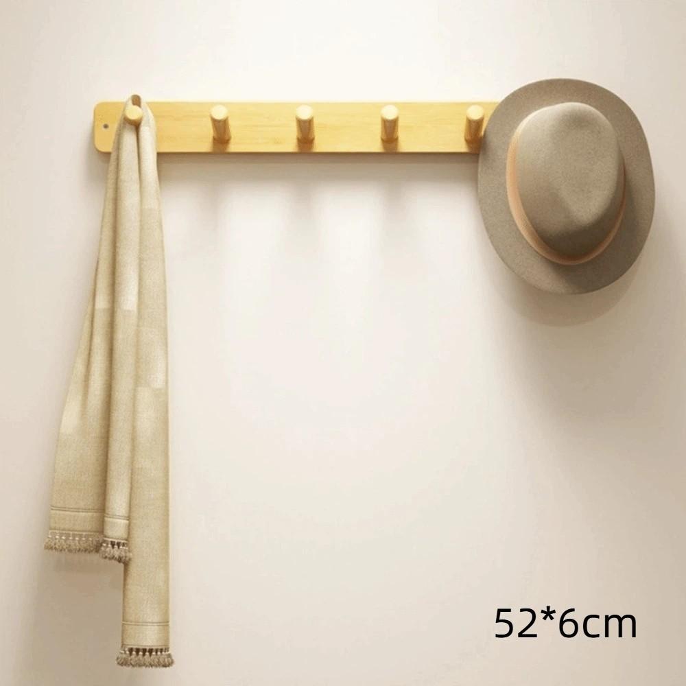 With Hooks Wall Mounted Coat Rack Storage Function Hanging Shelf Wooden Storage Rack Living Room
