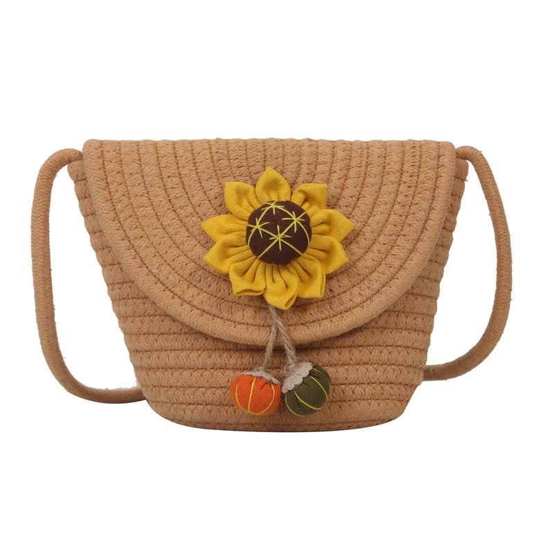 2025 summer new woven flower bucket bag simple casual underarm shoulder bag personalized foreign style oblique span bag