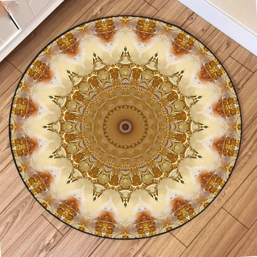 Colorful Mandala Printed Yoga Round Rug Girls Living Room Sofa Rug Home Bedroom Bedside Soft Rug Coffee Table Mat Reading Use