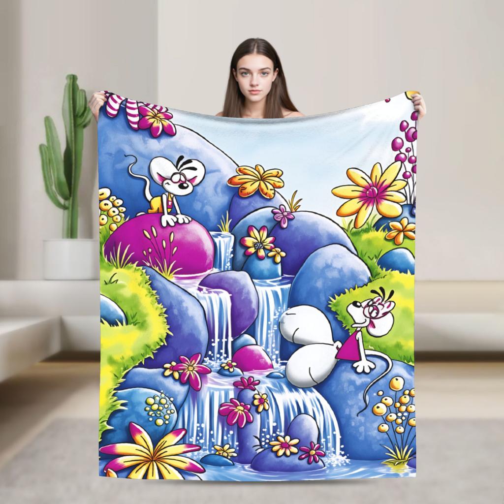 Christmas Diddl Super Soft Blankets  Travel Plush Throw Blanket Funny Living Room Flannel Bedspread Sofa Bed Cover