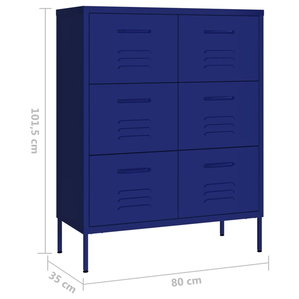 Drawer Cabinet Navy Blue 80 x 35 x 101.5 cm Steel