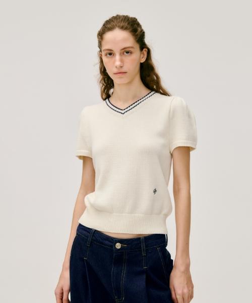 Depound V-Neck Half Sleeve Pullover [Ivory] Ivory/Free