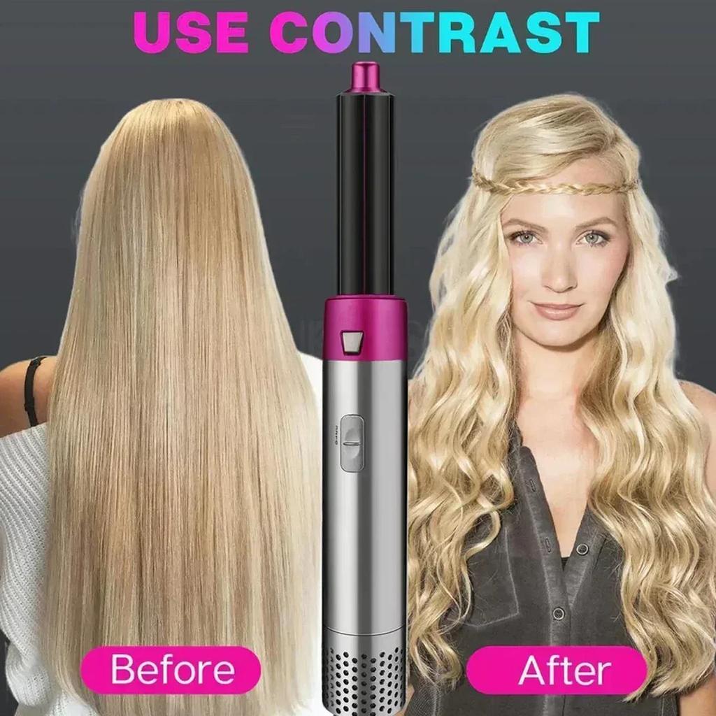 5 In 1 Hair Dryer And Hot Air Comb Brush With Curling Iron Hair Straightener For Fast Drying Curling Straightening And Styling