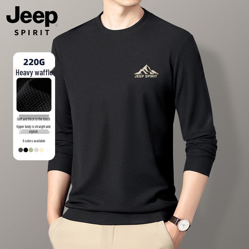 JEEP SPIRIT Men s Heavyweight Waffle Knit Long Sleeve T-Shirt L