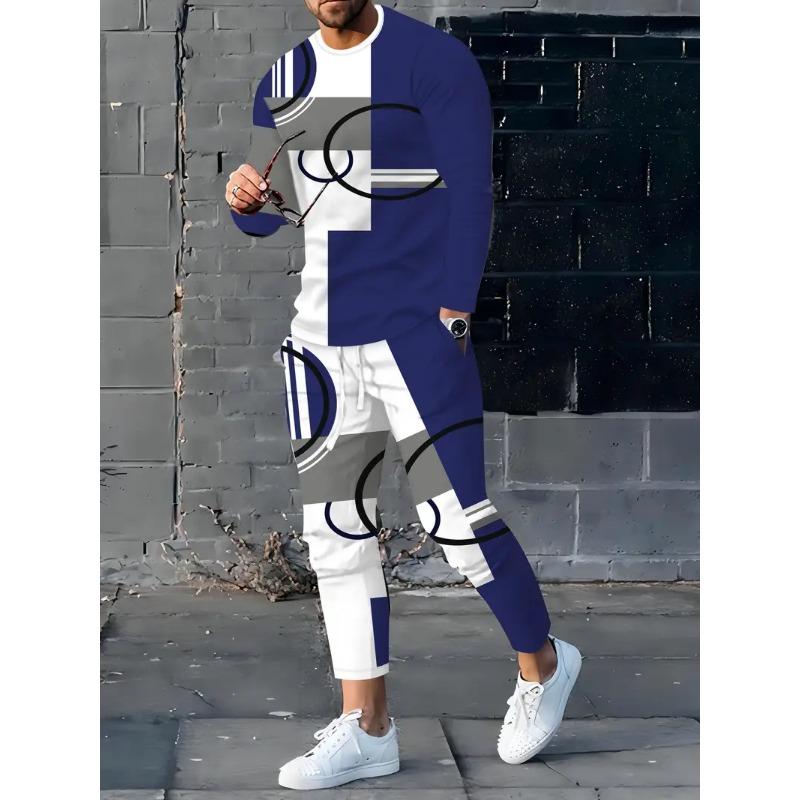 Beliebte Herren Langarm T-Shirts Hosen Set 3D Krone König Druck Herren Sportbekleidung Sommer 2025 Neuer Trainingsanzug Jogger 2-teilige Outfits